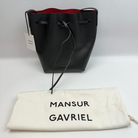 Mansur Gavriel Icon Bucket Bag Mini, Black/Flamma - Picture 1 of 12
